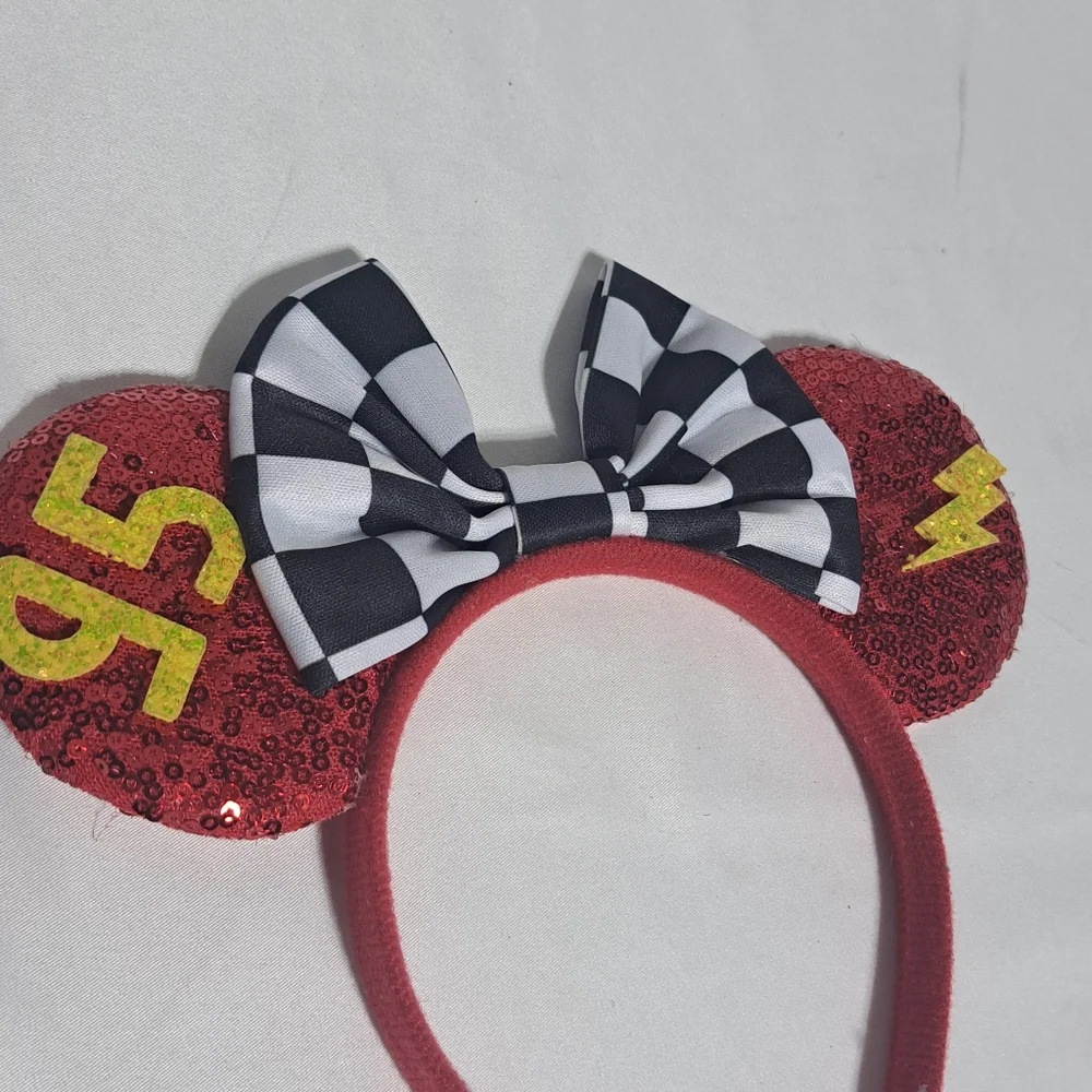 Disney Inspired Cars Lightning Mcqueen Ears Headband‎ Bow